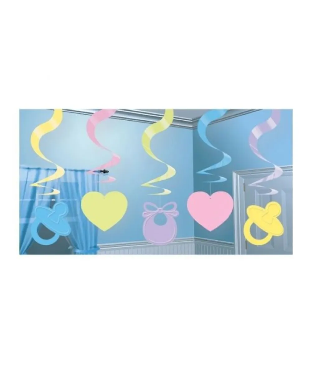 Baby Shower spiraler, 5 stk