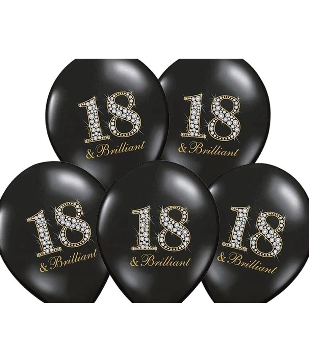 Ballon 18 & Brilliant sort og guld