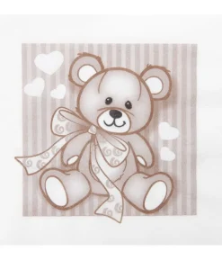 Bamse servietter, brun 33x33 cm