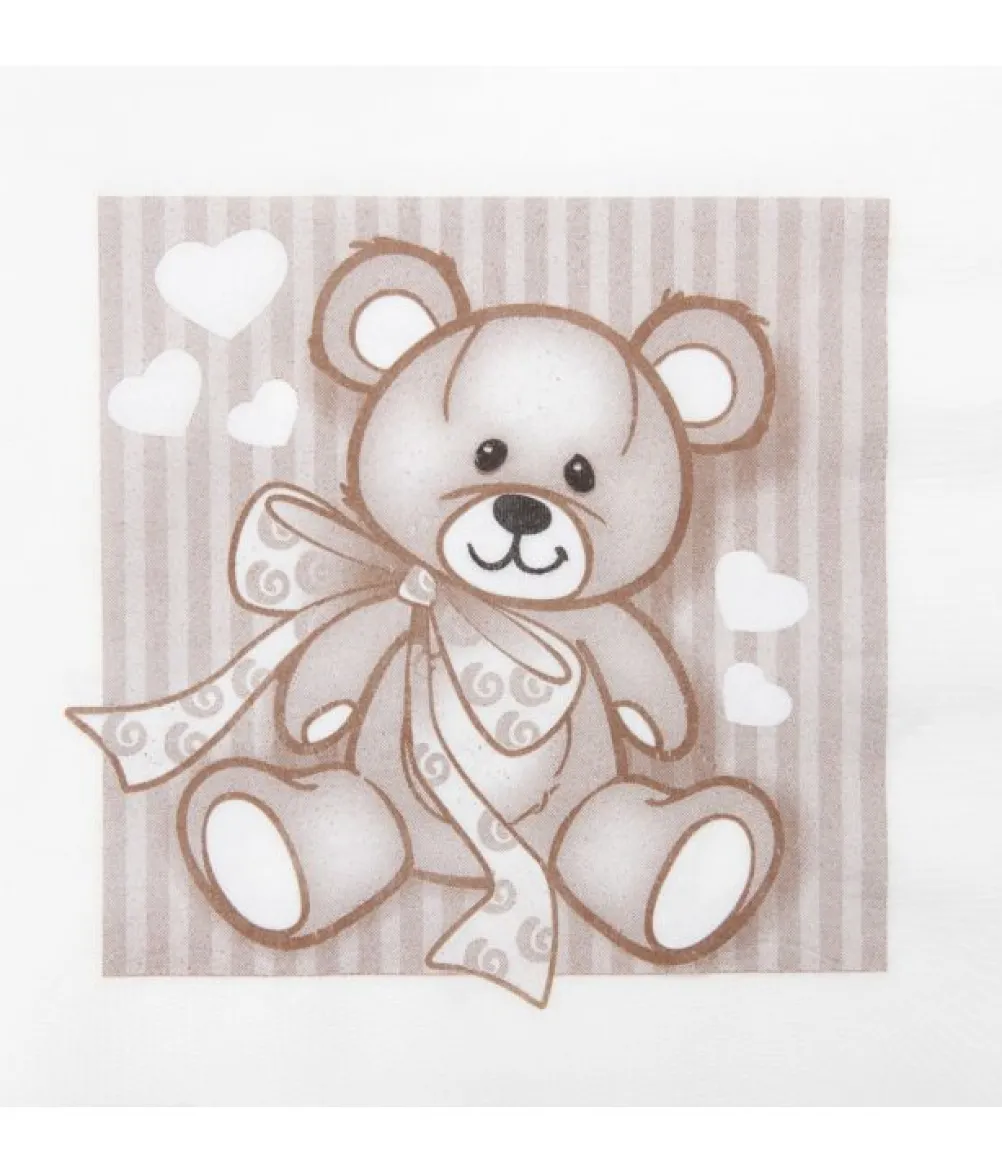 Bamse servietter, brun 33x33 cm