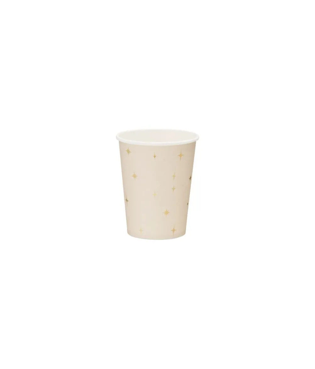 Beige papkrus med stjerner, 6 stk