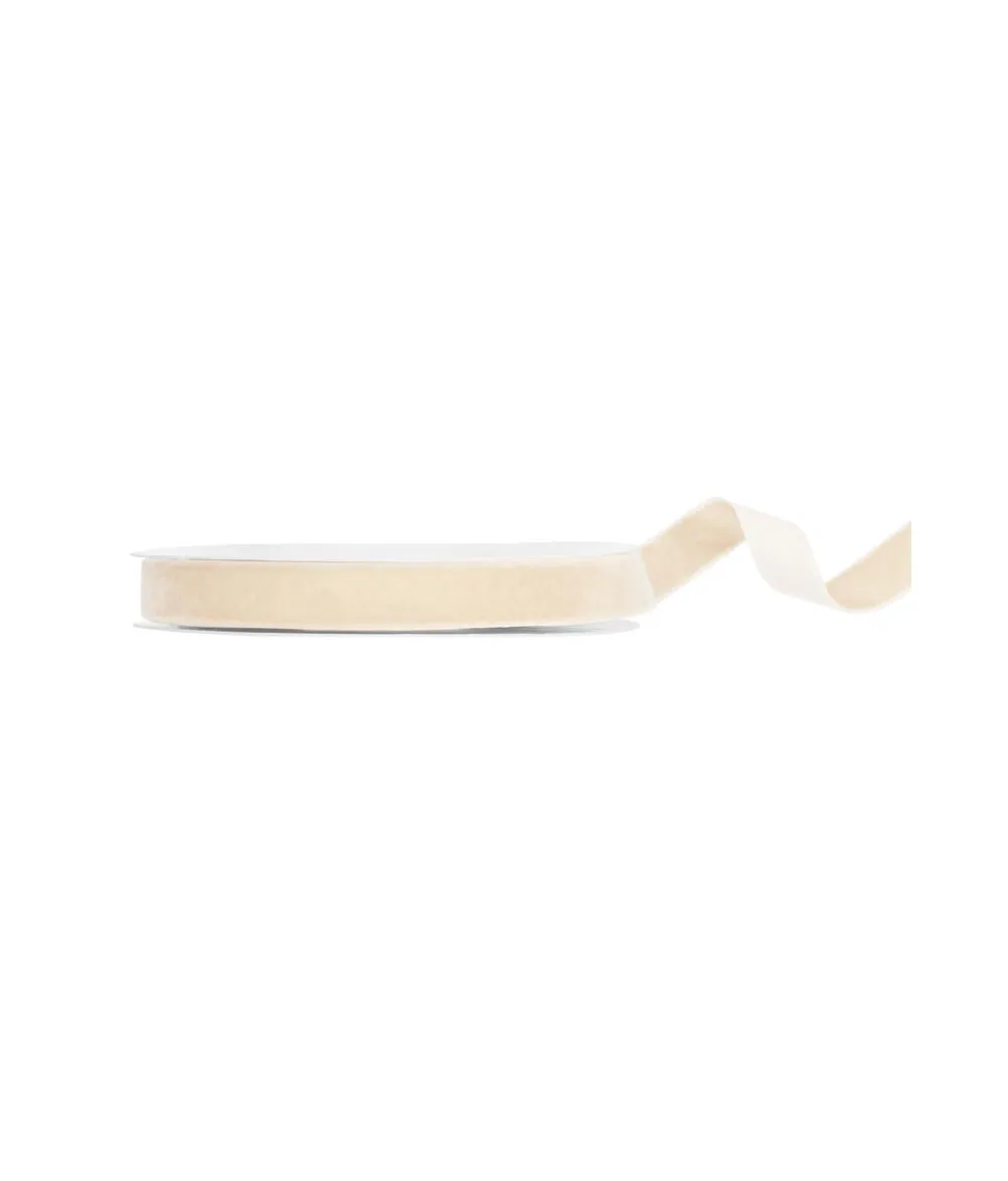 Beige velourbånd, 15 mm