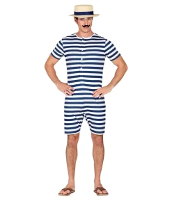 Blå gammeldags badedragt kostume