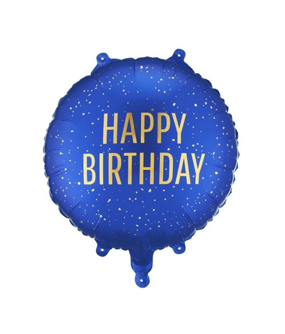 Blå Happy Birthday folieballon