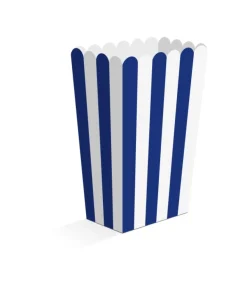 Blå og hvid stribede snack bokse, 8 stk