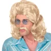 Blond 70er paryk og overskæg