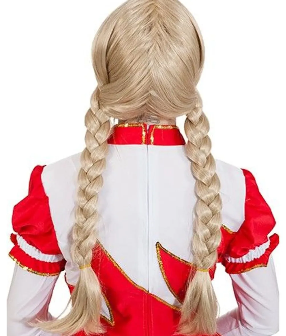Blond paryk med fletninger