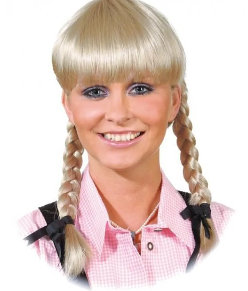Blond paryk med fletninger