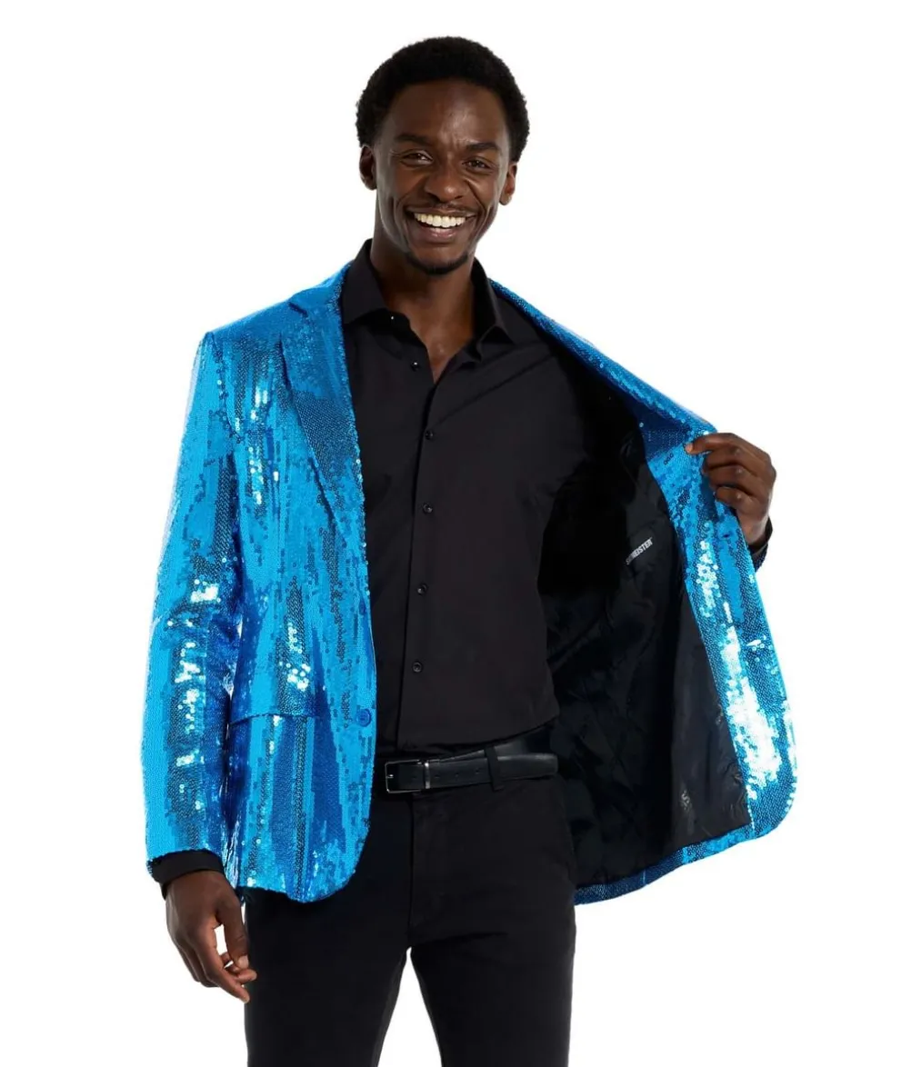 Blå pailletjakke