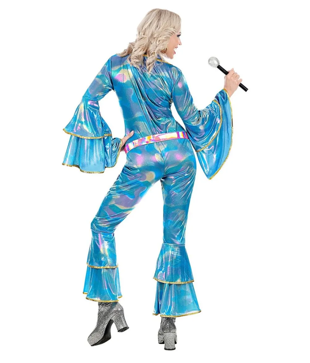 Blåt 70er disko jumpsuit