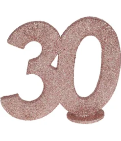 Borddekoration med rose gold glimmer, 30 år