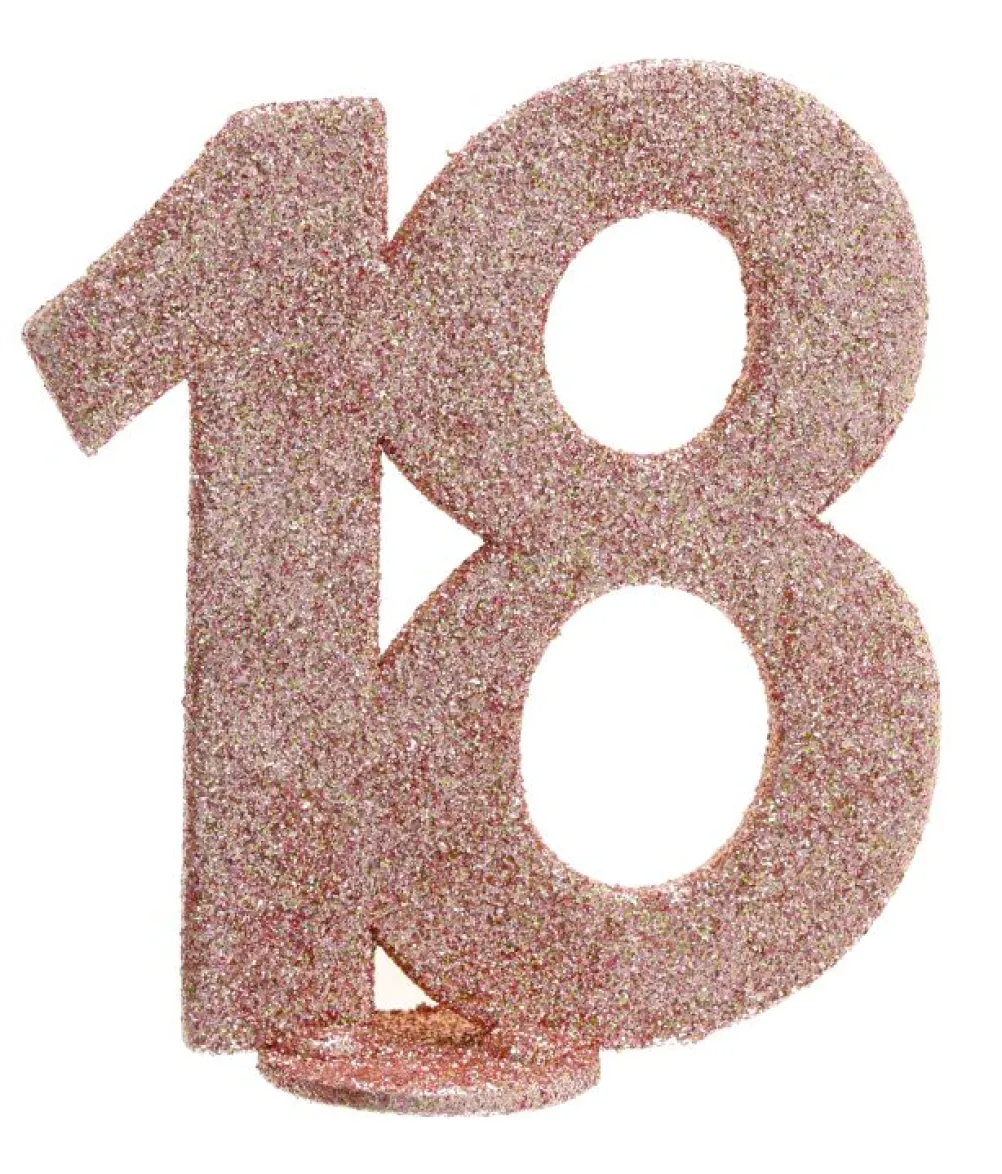 Borddekoration med rose gold glimmer, 18 år