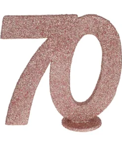 Borddekoration med rose gold glimmer, 70 år