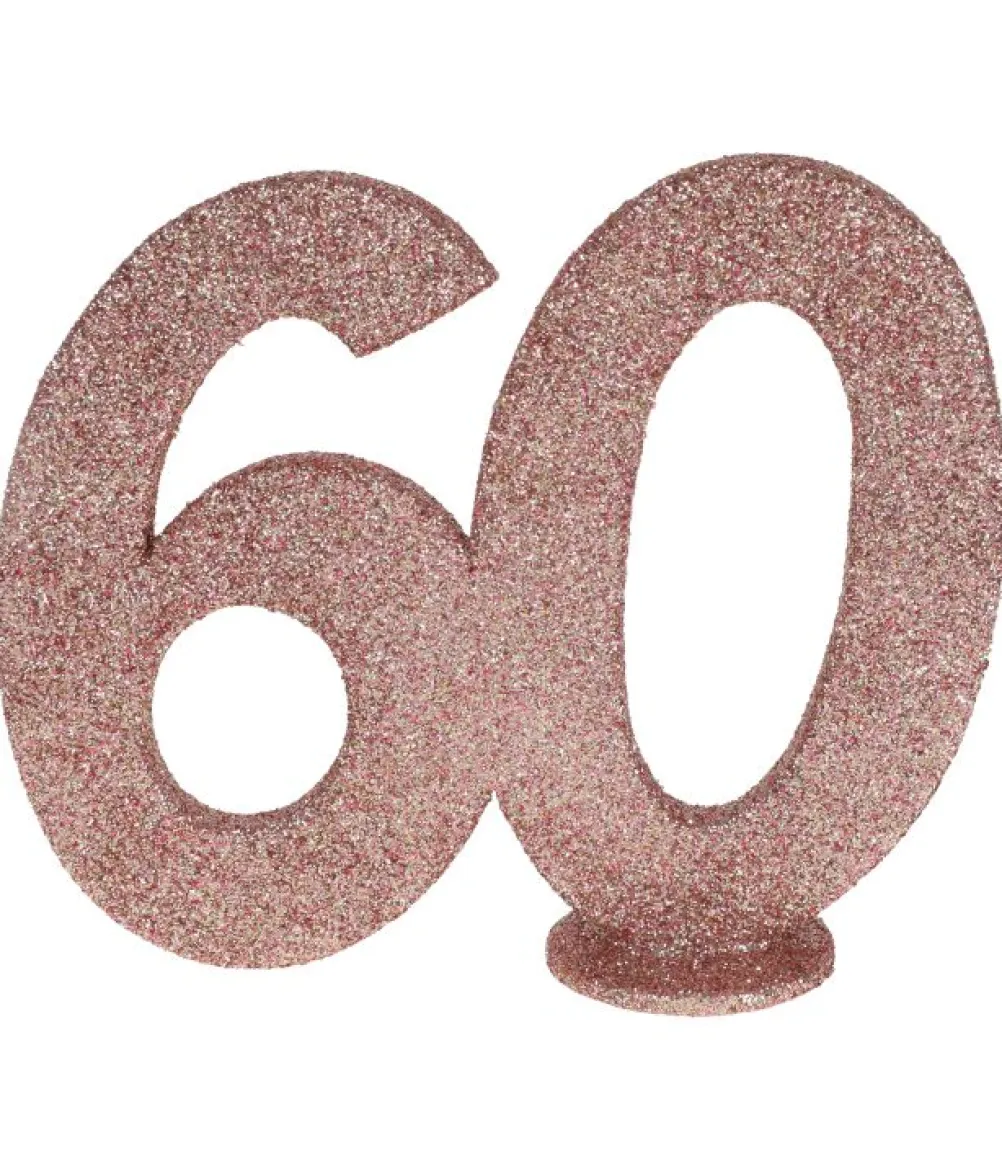 Borddekoration med rose gold glimmer, 60 år
