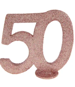 Borddekoration med rose gold glimmer, 50 år