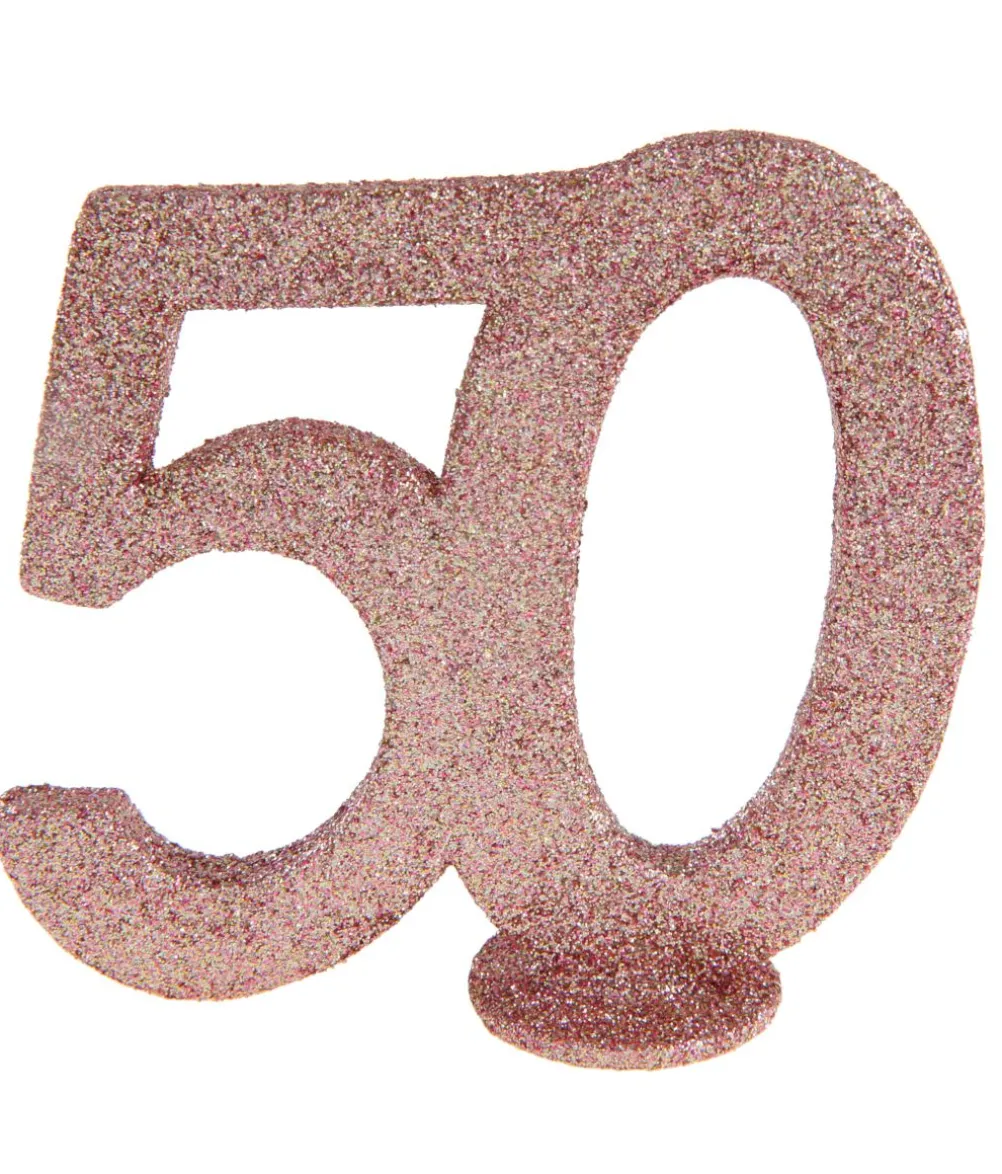 Borddekoration med rose gold glimmer, 50 år