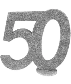 Borddekoration med sølv glimmer, 50 år