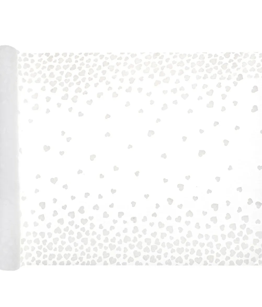 Bordløber med hvide hjerter, 48 cm x 3 m