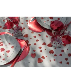 Bordløber med røde glimmer hjerter, 28 cm x 3 m