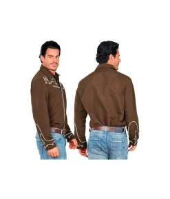 Brun cowboyskjorte