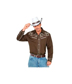 Brun cowboyskjorte