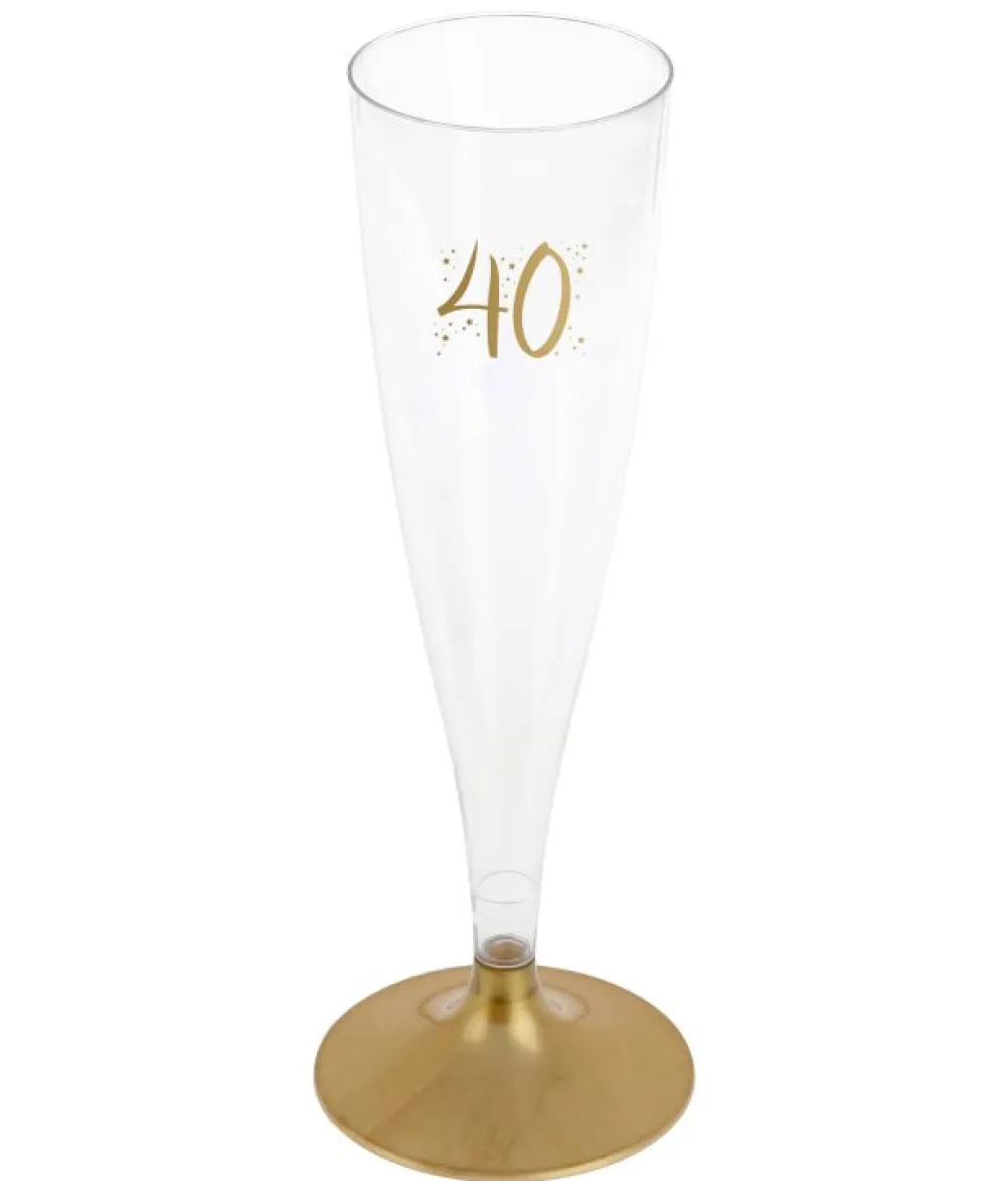 Champagneglas med guldfod, 40 år