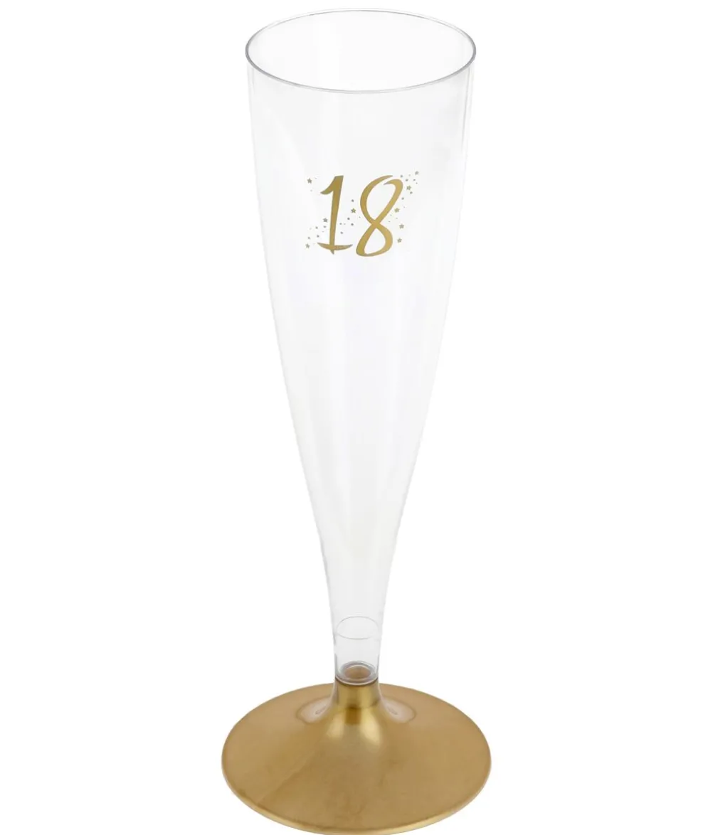 Champagneglas med guldfod, 18 år