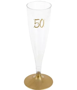 Champagneglas med guldfod, 50 år