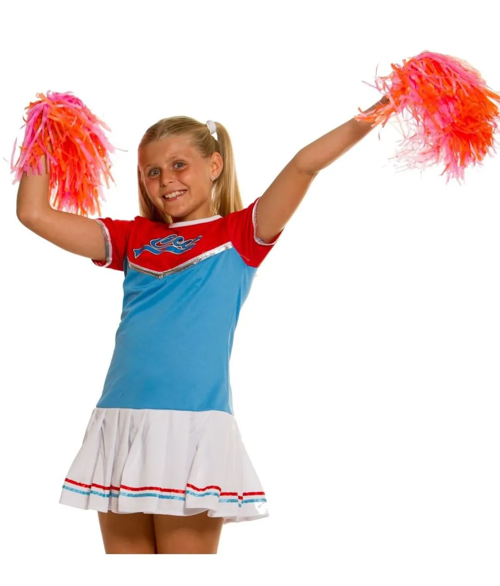 Cheerleader kostume, blå og rød