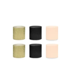 Creperuller sort/guld mix, 6 stk