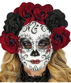 De dødes dag halvmaske med blomster