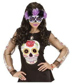 De dødes dag maske, lilla blomster
