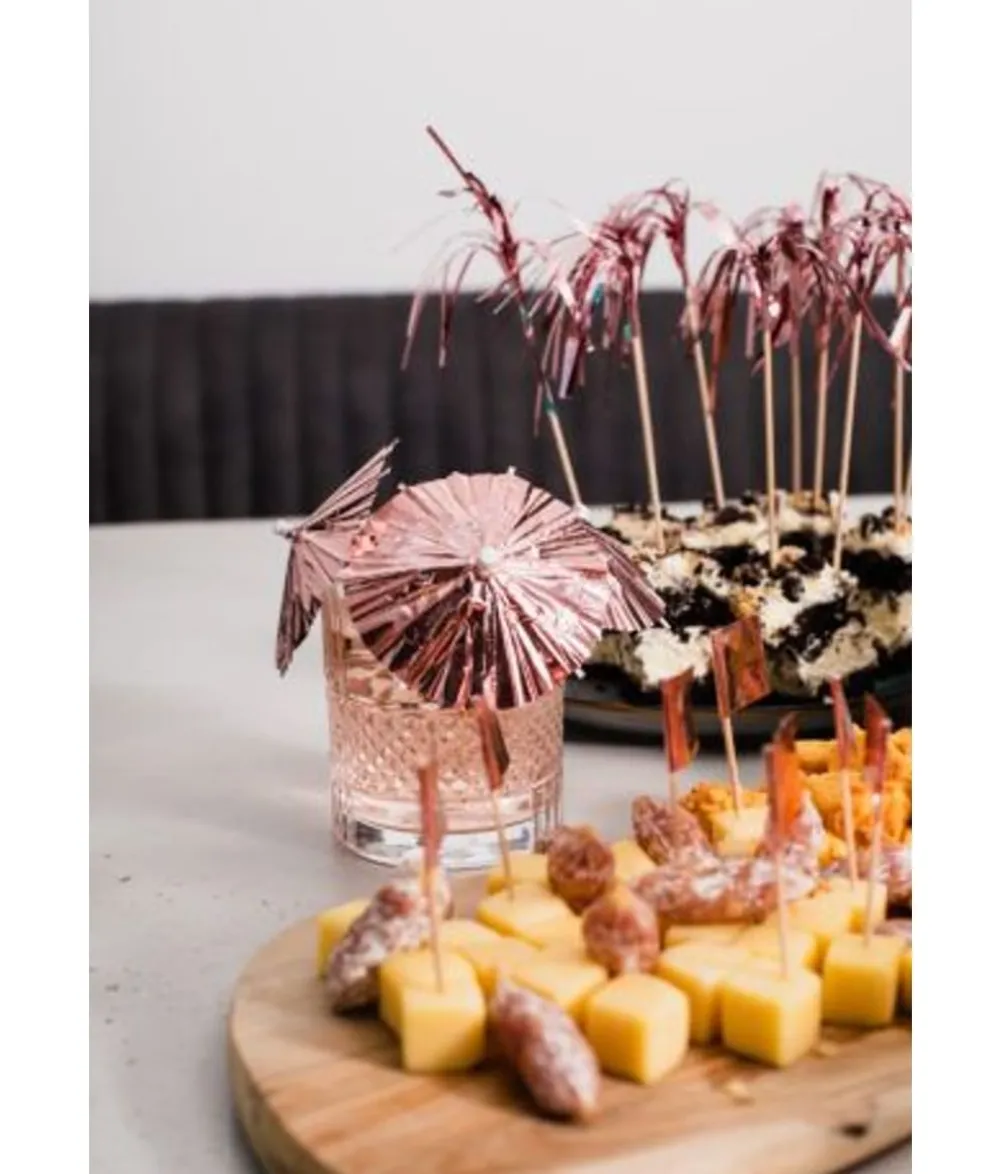 Drinksparasol, rose gold folie