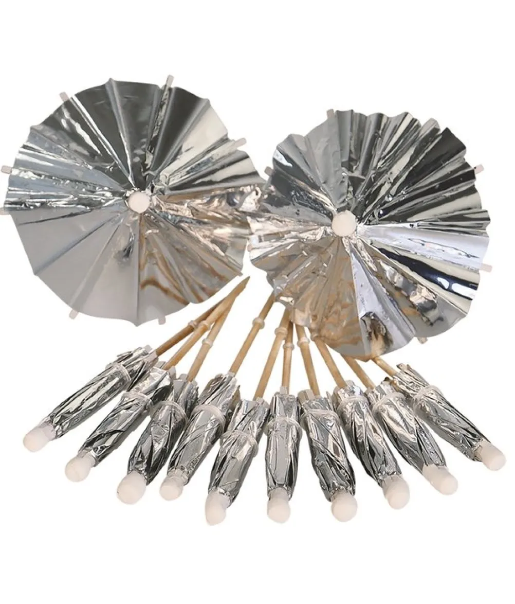 Drinksparasol, sølv folie