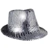 Fedora hat med pailletter, sølv og sort