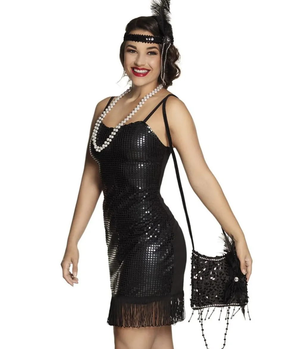 Flapper håndtaske med fjer