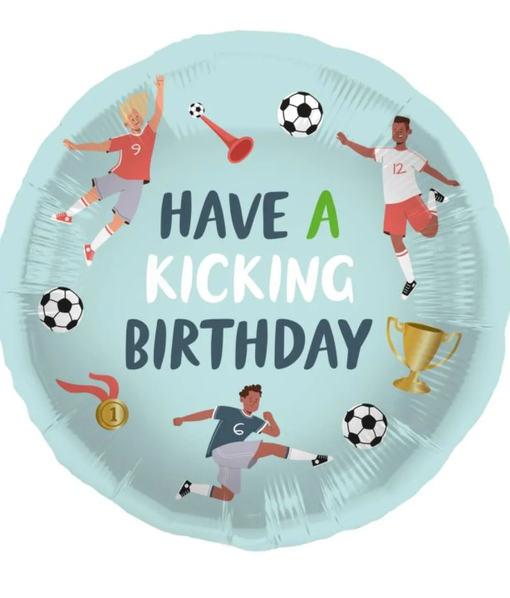 Fodbold Happy Birthday folieballon, 45 cm
