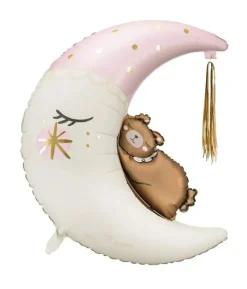 Folieballon bamse på måne, pink