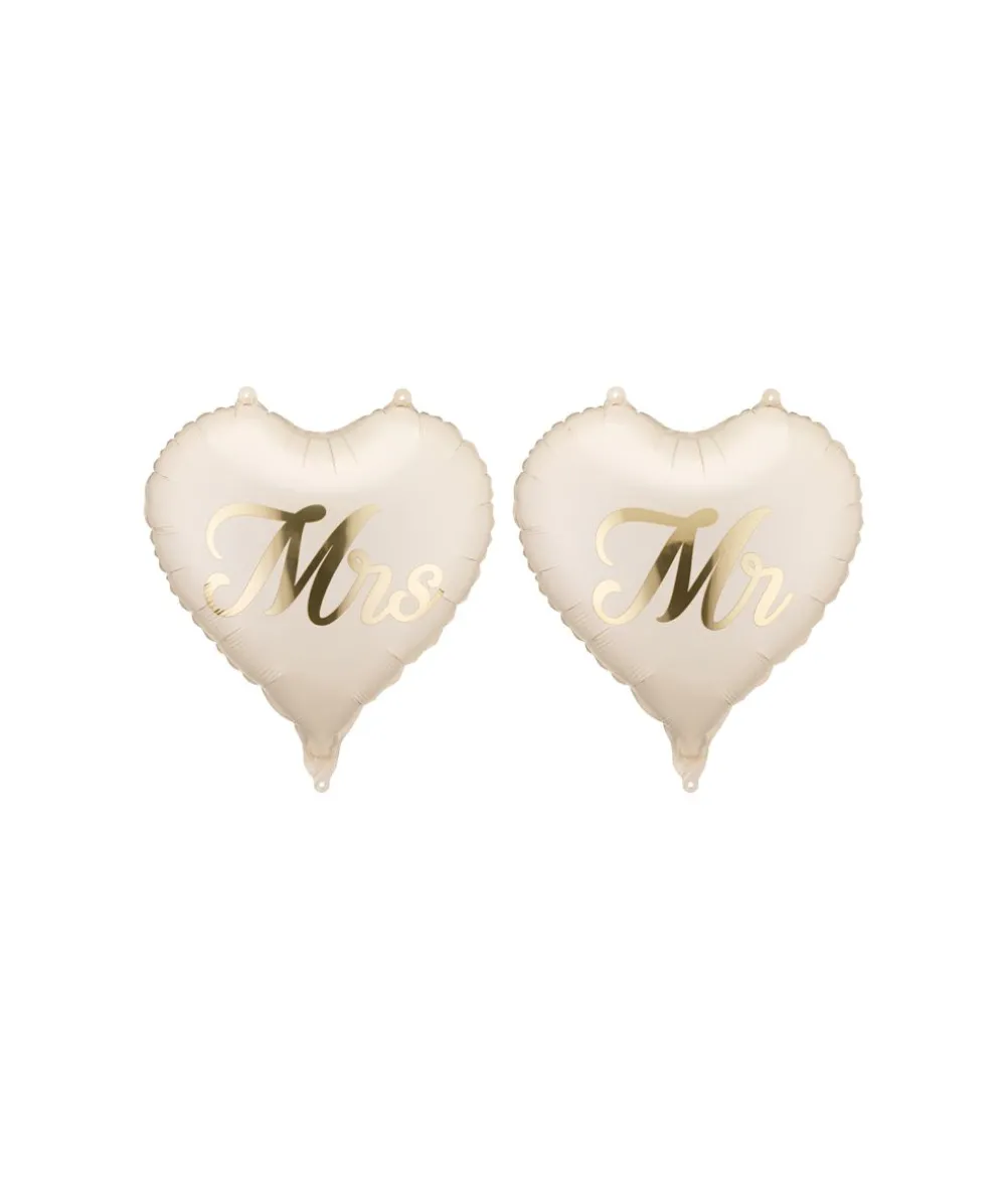 Folieballon hjerter Mr & Mrs, 35 cm
