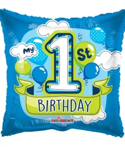Folieballon 1 år, blå firkantet