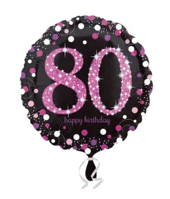 Folie ballon 80 år Pink Sparkling