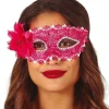 Fuchsia halvmaske med blomst