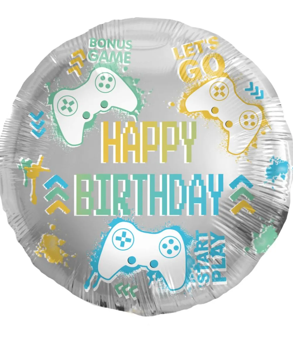 Gaming Happy Birthday folieballon, 45 cm