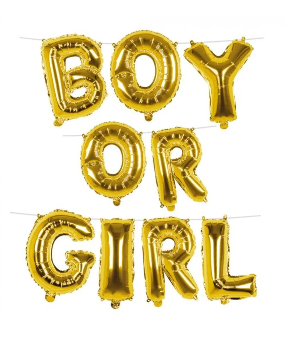 Gender reveal - Boy or Girl folieballon, guld 36 cm