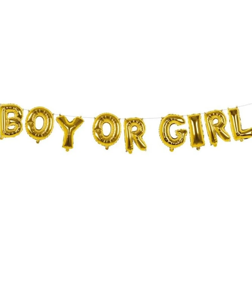 Gender reveal - Boy or Girl folieballon, guld 36 cm