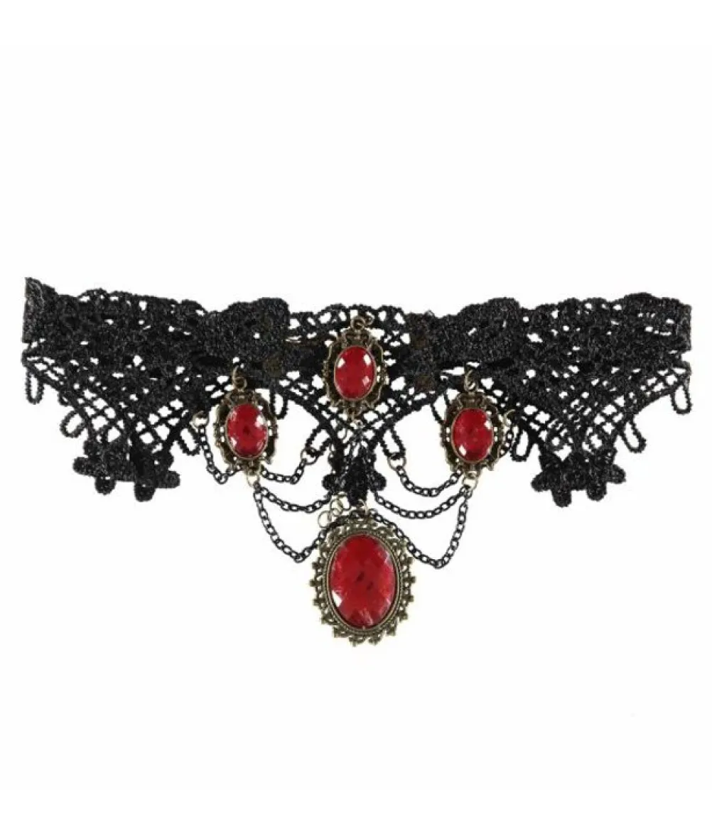 Gotisk choker med røde sten