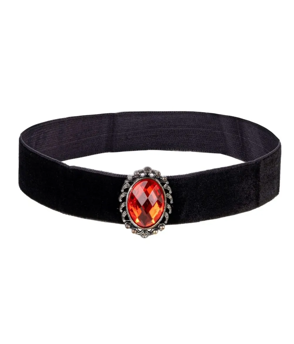 Gotisk choker med rød sten