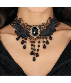 Gotisk choker med sort sten