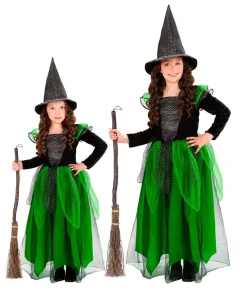 Grøn heks kostume med hat
