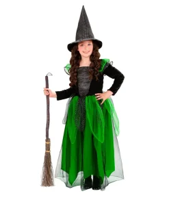 Grøn heks kostume med hat